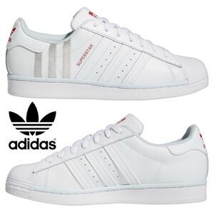 Adidas superstar 82 low top lace leather sneakers. Silver embroidered stripes.